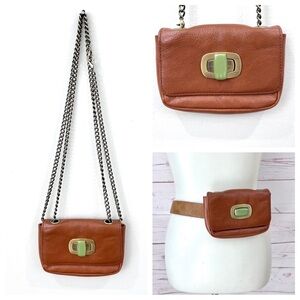Convertible Mini Hobo Leather Jade Clasp Chain Strap Crossbody Shoulder Belt Bag